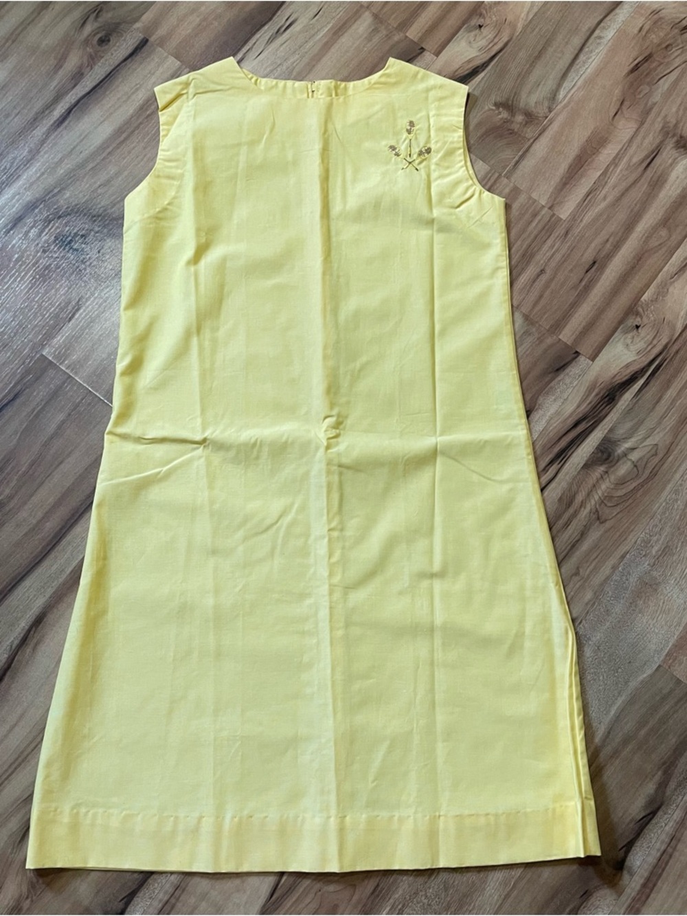 VTG 60s 70s Dutchmaid Yellow Tennis Dress-Embroidered Rackets-Preppy-Mad Men